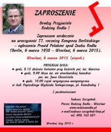 zaproszenie - 77 lat Prawd Polaków spod Znaku Rodła - 06-03-2015