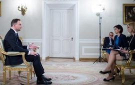 Prezydent RP Andrzej Duda w rozmowie z Katarzyną Nocuń i Elwirą Krzyżanowską