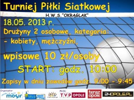 zaproszenie - turniej piłki siatkowej - 18-05-2013